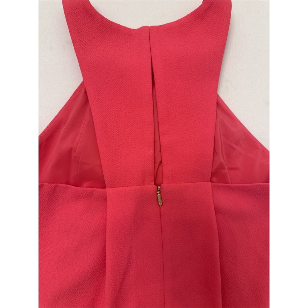 Trina Turk Felisha Halter Dress Sz 4 Pink Coral Pleated Shift Wedding Guest - Picture 6 of 12